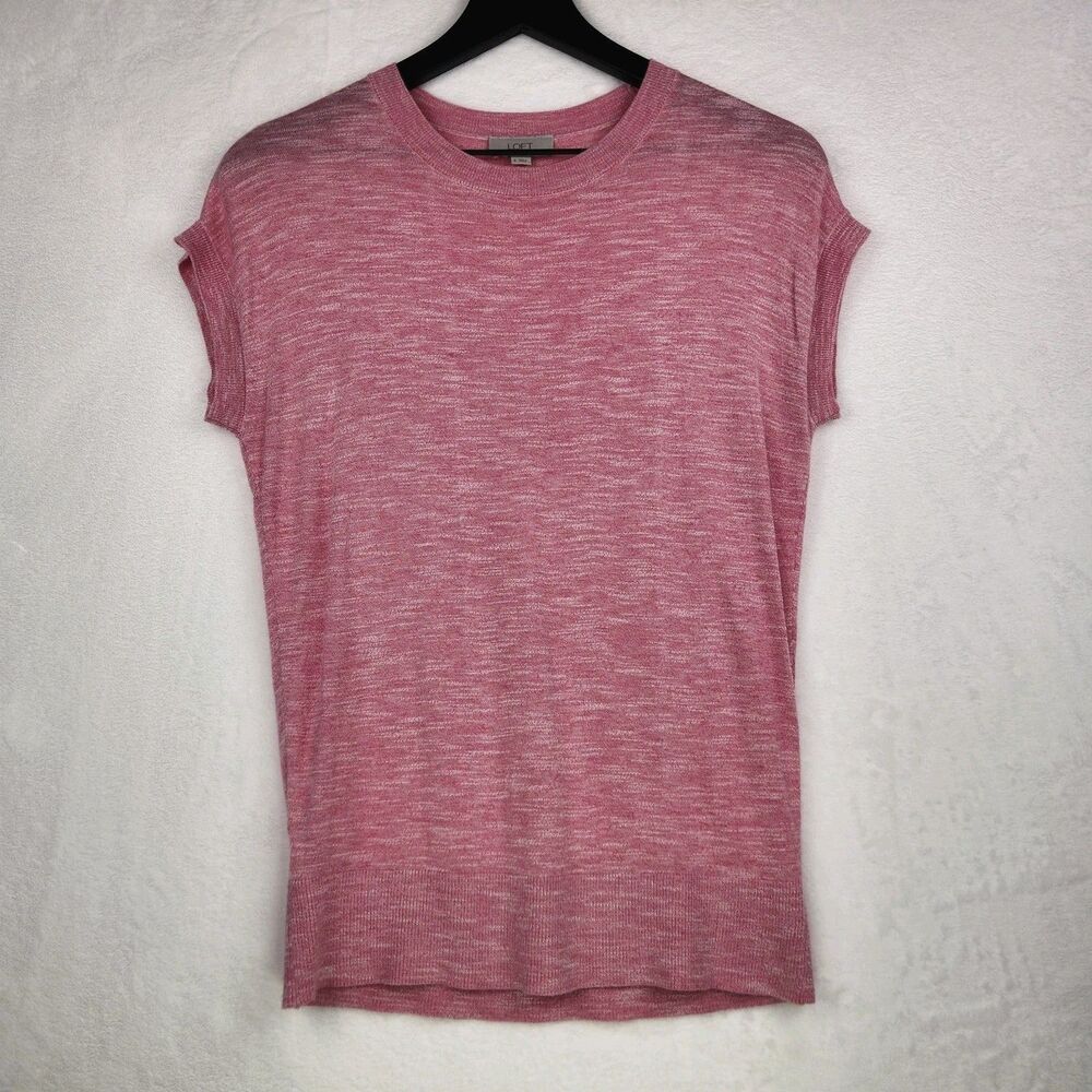 Loft Outlet Short Sleeve‎ Sweater Small Pink Marled Soft Pastel Capsule Office